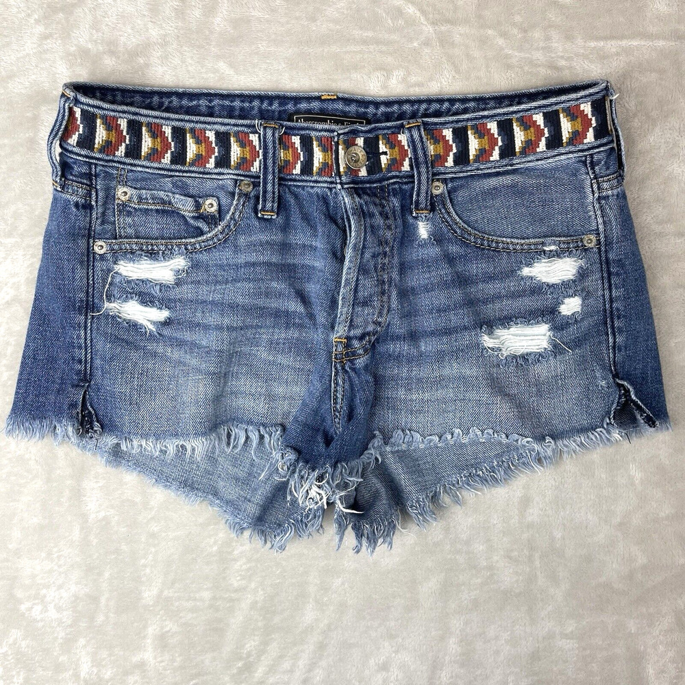 Vtg Y2K Abercrombie & Fitch Size 28 Denim Mini Shorts Women's 28" Southwestern